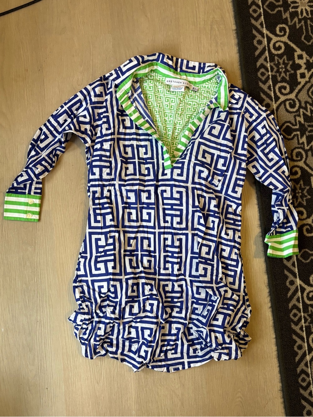 Gretchen Scott Designs Blue & Green Geometric Tunic